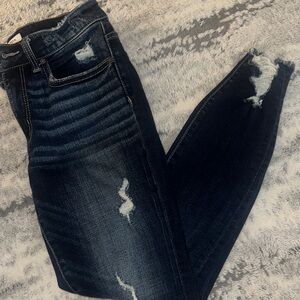 BKE Dark Blue Distressed Skinny Jeans